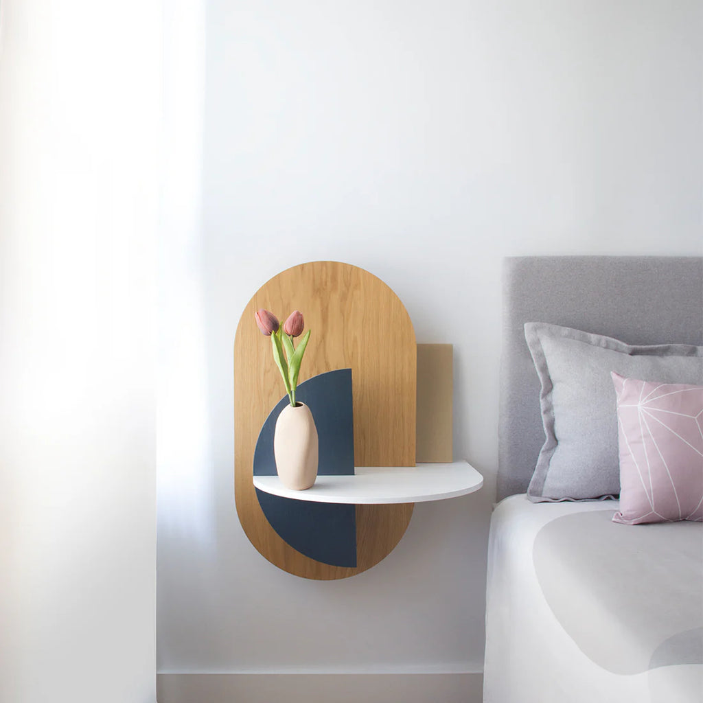 Table de Chevet Murale Design – Formes Géométriques Modernes en Bois