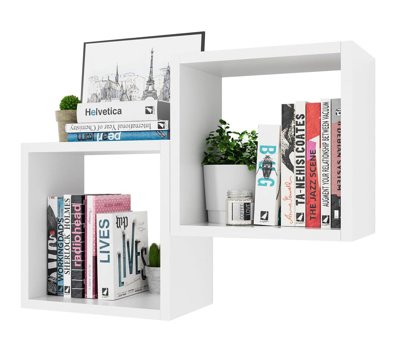 Kaboon – Lot de 2 Étagères Murales Cube Noires