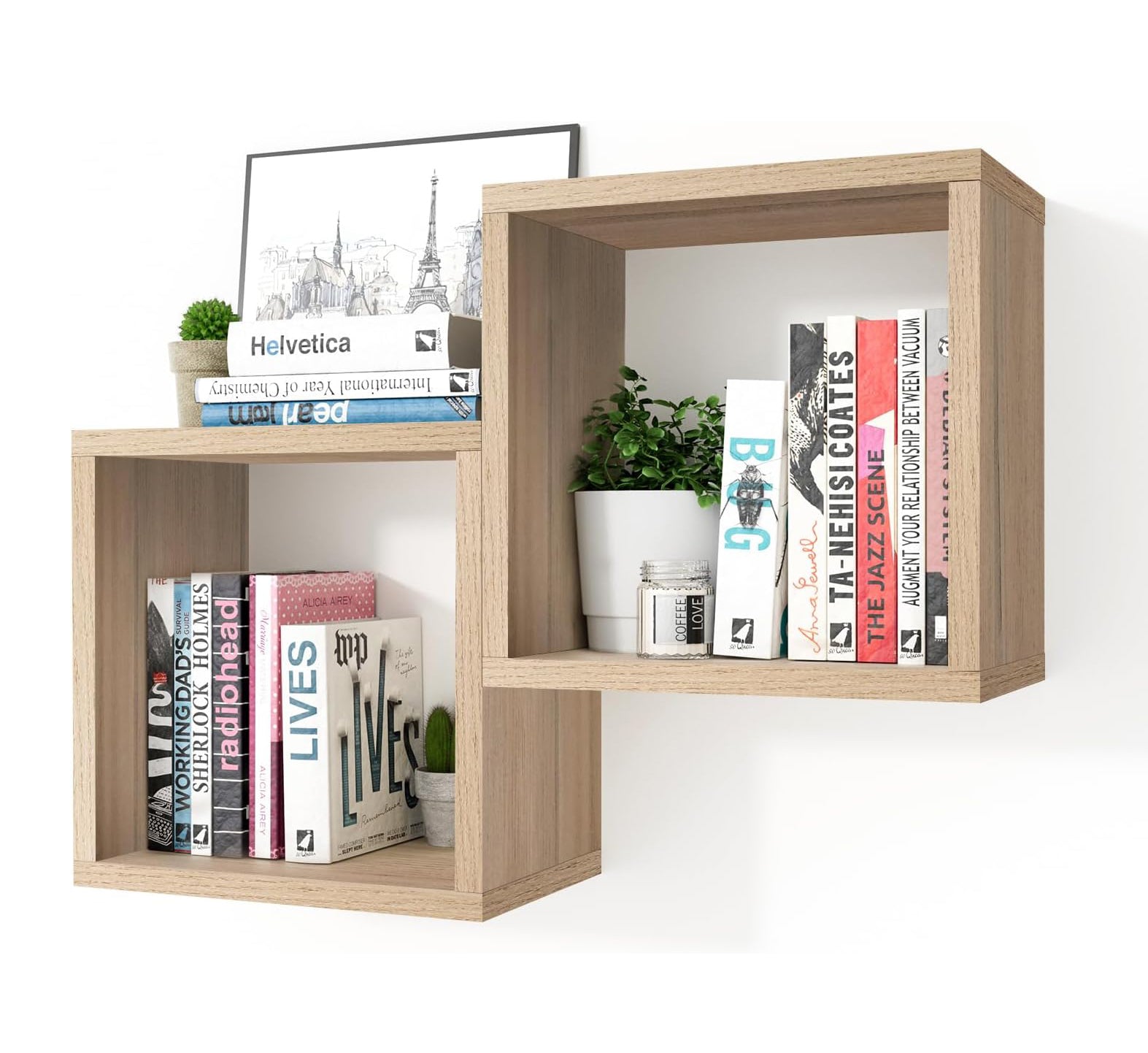 Kaboon – Lot de 2 Étagères Murales Cube Noires