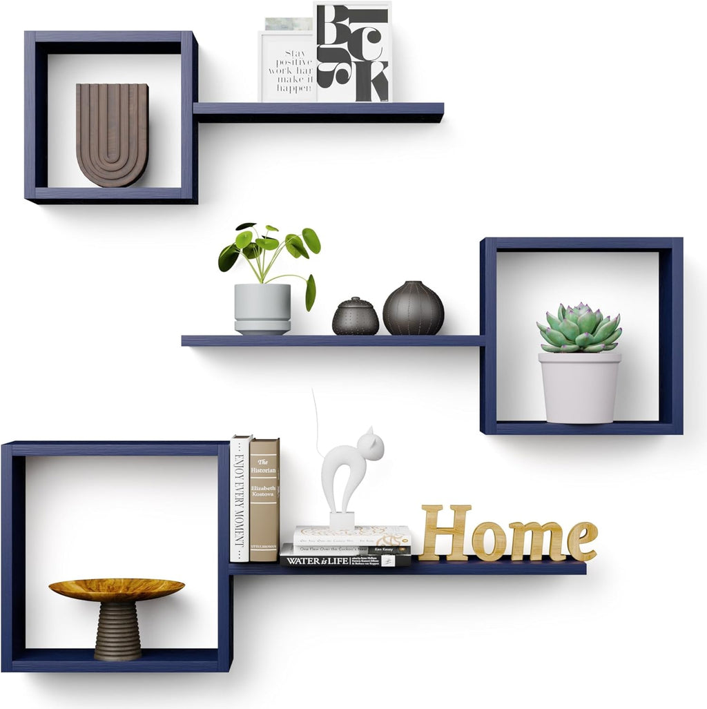Lot de 6 Étagères Murales Flottantes Carrées – Design Géométrique