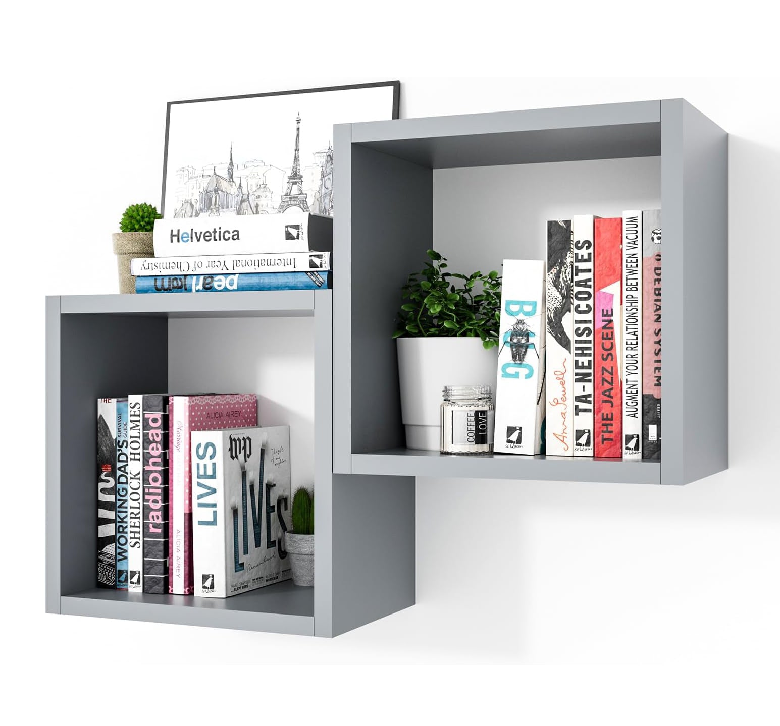 Kaboon – Lot de 2 Étagères Murales Cube Noires