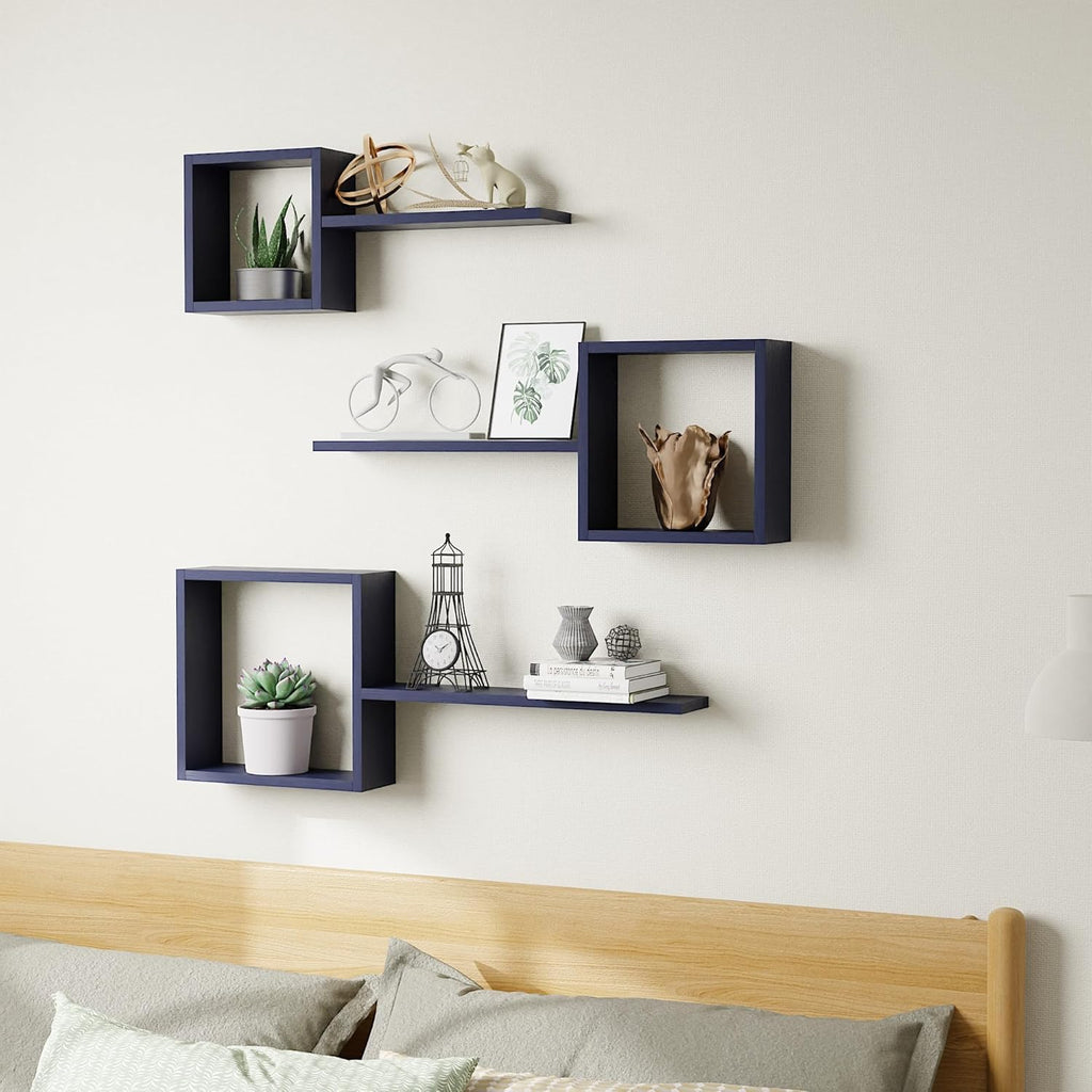 Lot de 6 Étagères Murales Flottantes Carrées – Design Géométrique