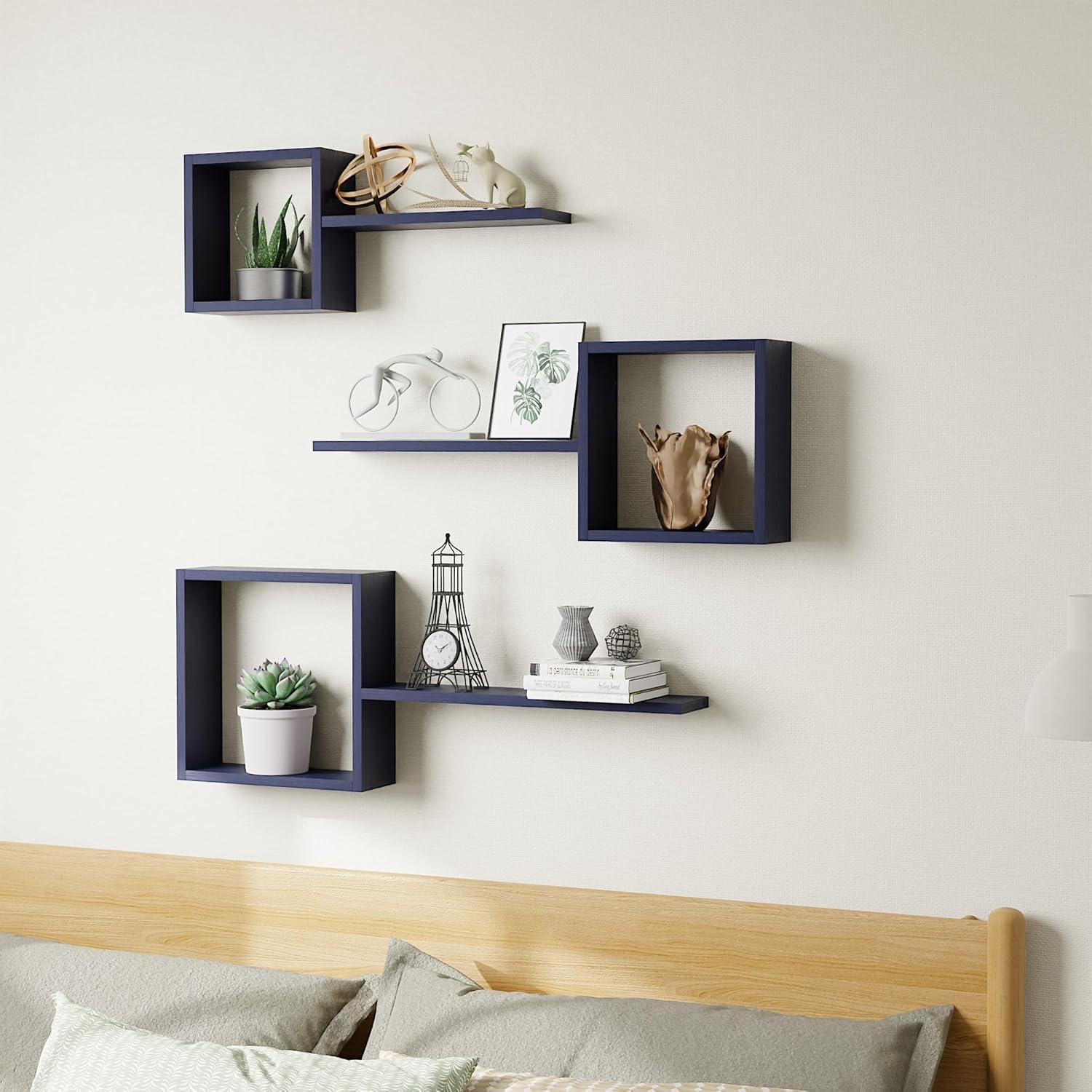 Lot de 6 Étagères Murales Flottantes Carrées – Design Géométrique